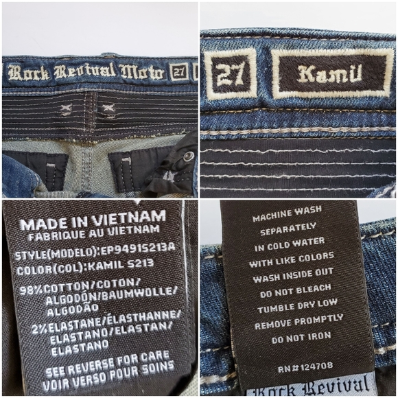 NWT Rock Revival Distressed Moto Skinny Jeans 27 - Picture 10 of 15